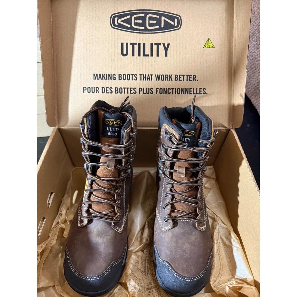 Keen Utility 600G Insulated Waterproof Work Boots‎ Brown Leather Mens 7.5 EE
